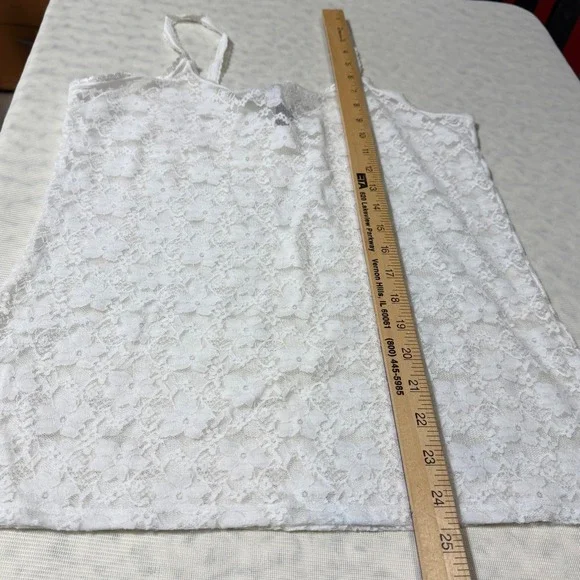 Smart & Sexy Women White Floral Sheer Lace Camisole Spaghetti Strap Top XL /8 - Picture 5 of 7